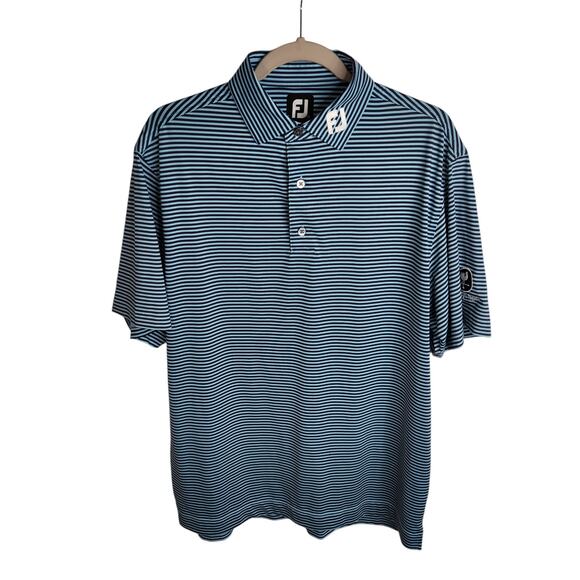 FootJoy Other - Footjoy Golf Polo Shirt Blue Striped Men's Medium Embroidered Logo